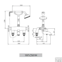 Huber Victorian Thermostatische Badkraan Met Douchegarnituur Voor Badrandmontage Chroom-Goud 197VT01HCA