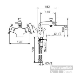 Huber Victorian Thermostatische Badkraan Voor Badrandmontage Chroom/Goud 107.VT01H.CA