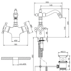 Huber Victorian Thermostatische Bidetmengkraan RVS 15601HNS