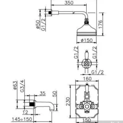 Huber Victorian Thermostatische Inbouw Doucheset Chroom 916VT01HCR
