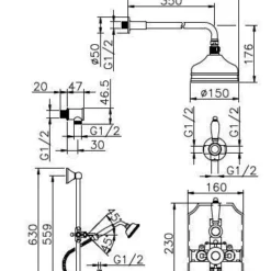 Huber Victorian Thermostatische Inbouw Doucheset Chroom-Goud 912VT01HCA -Baden Luxe Verkoop huber victorian thermostatische inbouw doucheset chroom goud 912vt01hca 1