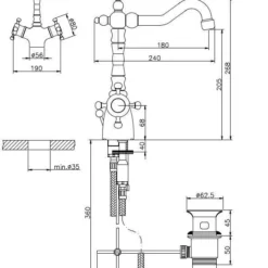 Wastafelmengkraan Thermostatische Huber Victorian 15401HCR Chroom