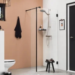 Inloopdouche By Sealskin 'I AM' Type A1 100x200 Cm Mat Zwart Helder Antikalk + Zijdeel 30x200 Cm