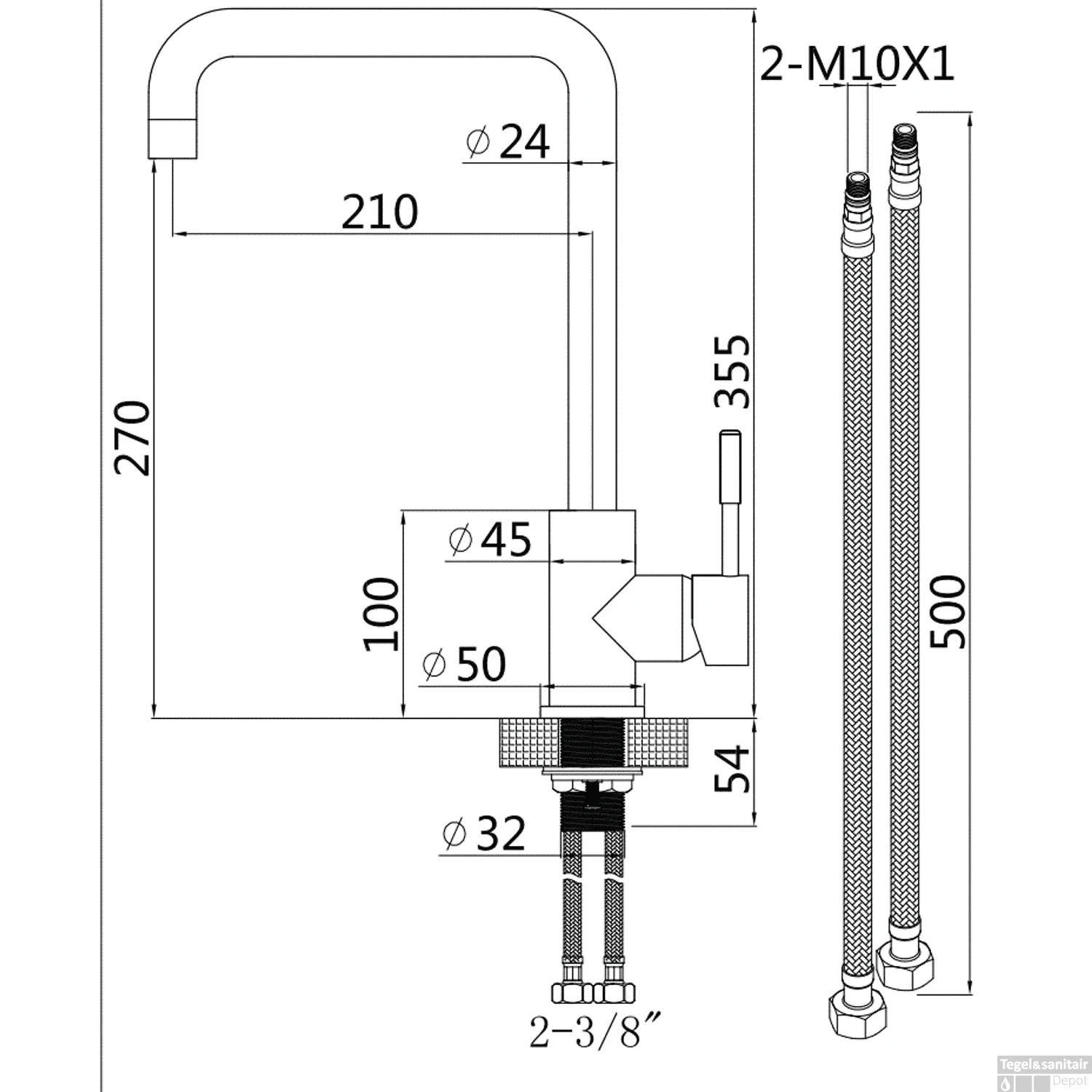 Keukenkraan Differnz Trico Mat Chroom 5 Keukenkraan Differnz Trico Mat Chroom - Afbeelding 5