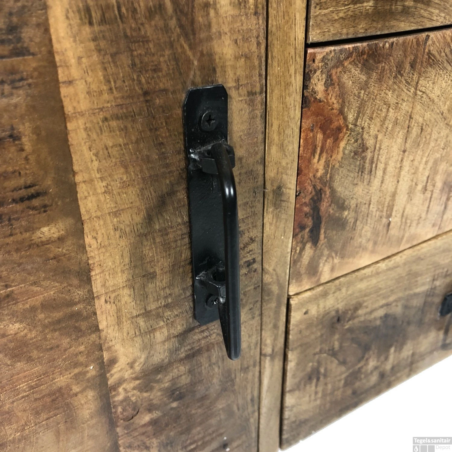 Onderkast Boss & Wessing Mango Wood Lenvo 160x80x40 Cm Met Mat Zwart Metaal 2 Onderkast Boss & Wessing Mango Wood Lenvo 160x80x40 Cm Met Mat Zwart Metaal - Afbeelding 2