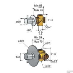 Inbouw Douchekraan Hotbath Laddy Thermostaat Met Stopkraan Rond Chroom -Baden Luxe Verkoop inbouw douchekraan hotbath laddy thermostaat met stopkraan rond chroom tech