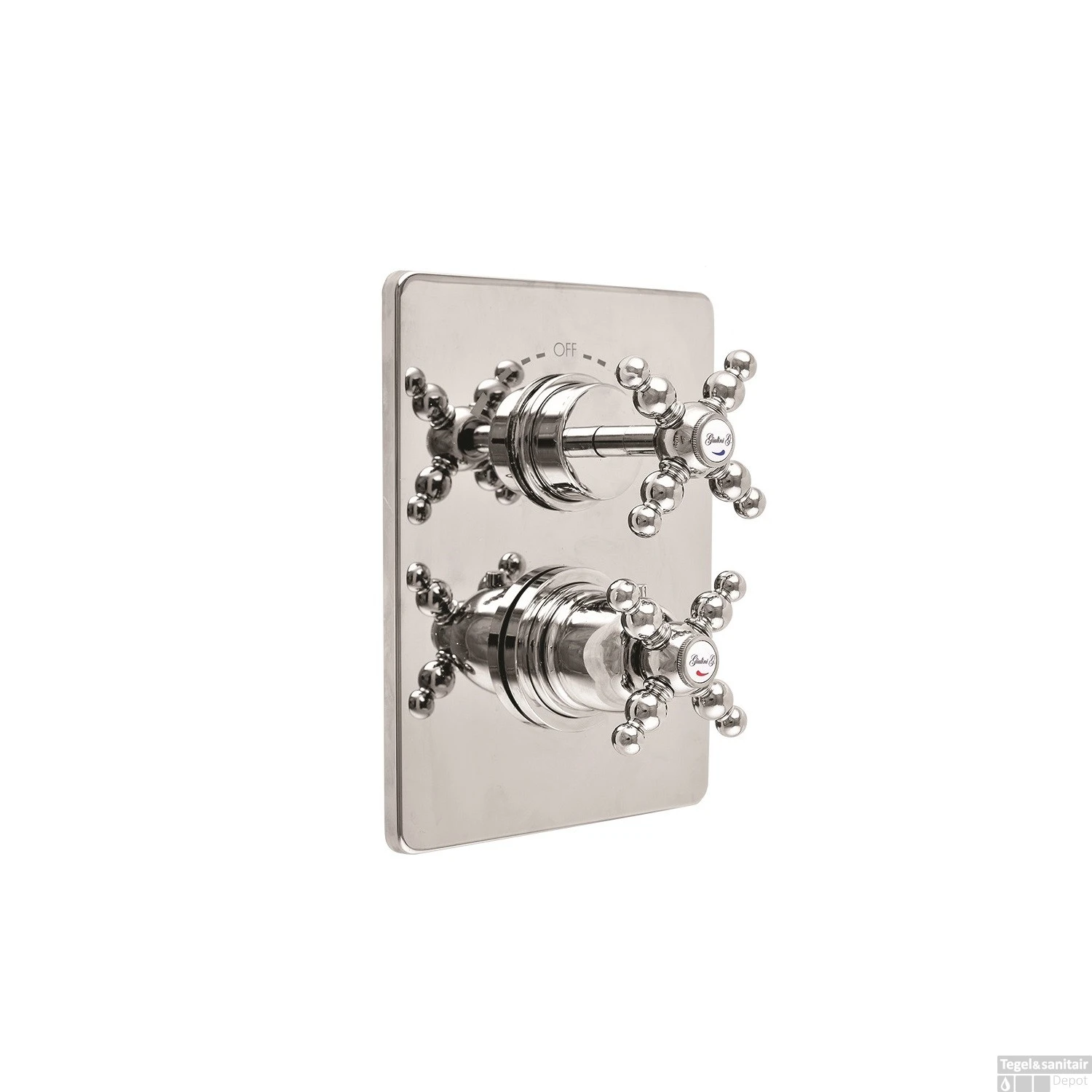 Inbouw Douchekraan Sanimex Giulini Thermostatisch 2-Weg Kruisgreep Rechthoekig Inclusief Inbouwdeel Chroom