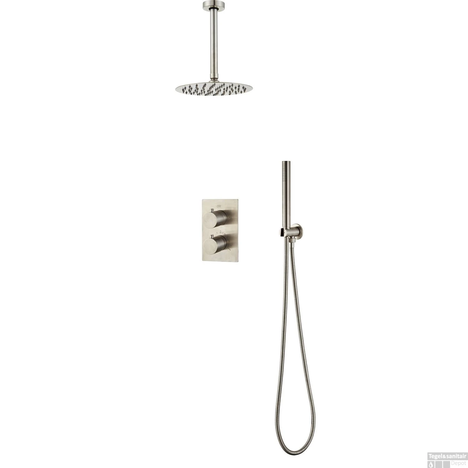 Inbouw Regendouche BWS Exclusive Volledig 304 RVS 20cm Met Handdouche Plafondmontage