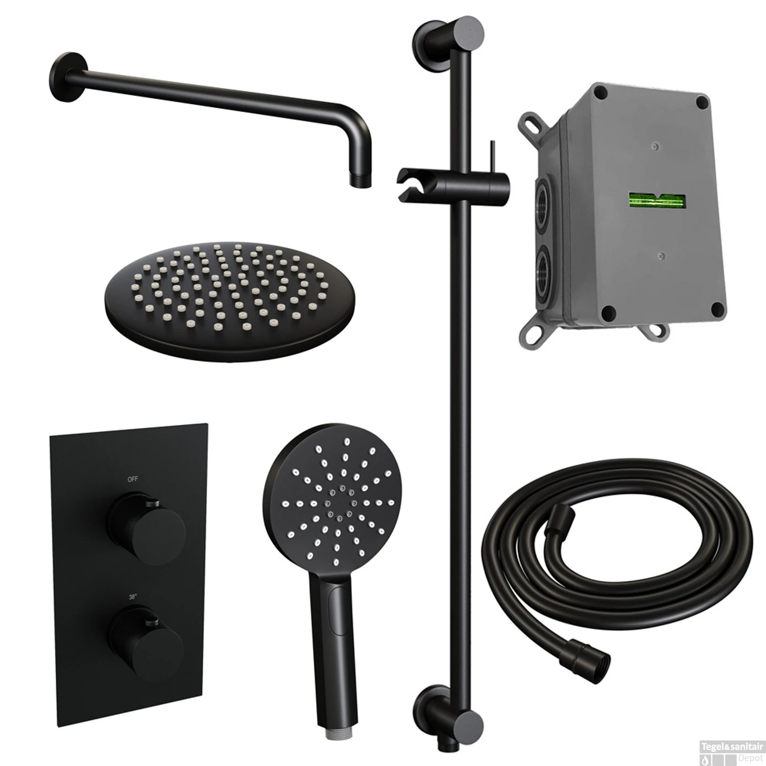 Inbouw Regendouche Set Brauer Black Edition Gebogen Wanduitloop Ronde Hoofddouche 20 Cm Met Glijstang En Handdouche 3 Standen Mat Zwart 2 Inbouw Regendouche Set Brauer Black Edition Gebogen Wanduitloop Ronde Hoofddouche 20 Cm Met Glijstang En Handdouche 3 Standen Mat Zwart - Afbeelding 2