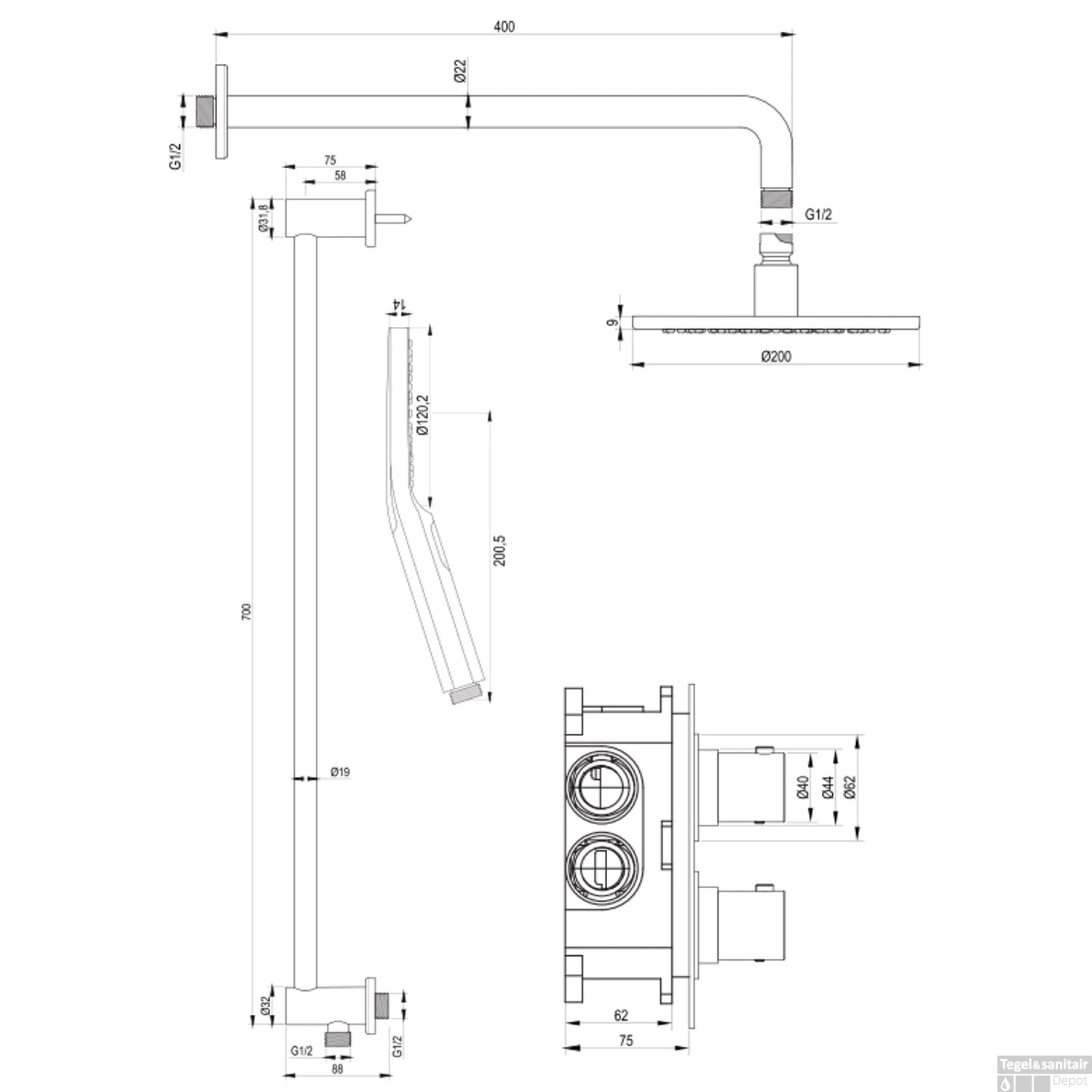 Inbouw Regendouche Set Brauer Black Edition Gebogen Wanduitloop Ronde Hoofddouche 20 Cm Met Glijstang En Handdouche 3 Standen Mat Zwart 10 Inbouw Regendouche Set Brauer Black Edition Gebogen Wanduitloop Ronde Hoofddouche 20 Cm Met Glijstang En Handdouche 3 Standen Mat Zwart - Afbeelding 10