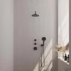 Inbouw Regendouche Set Brauer Black Edition Gebogen Wanduitloop Ronde Hoofddouche 20 Cm Met Twee Stopkranen En Handdouche 3 Standen Mat Zwart