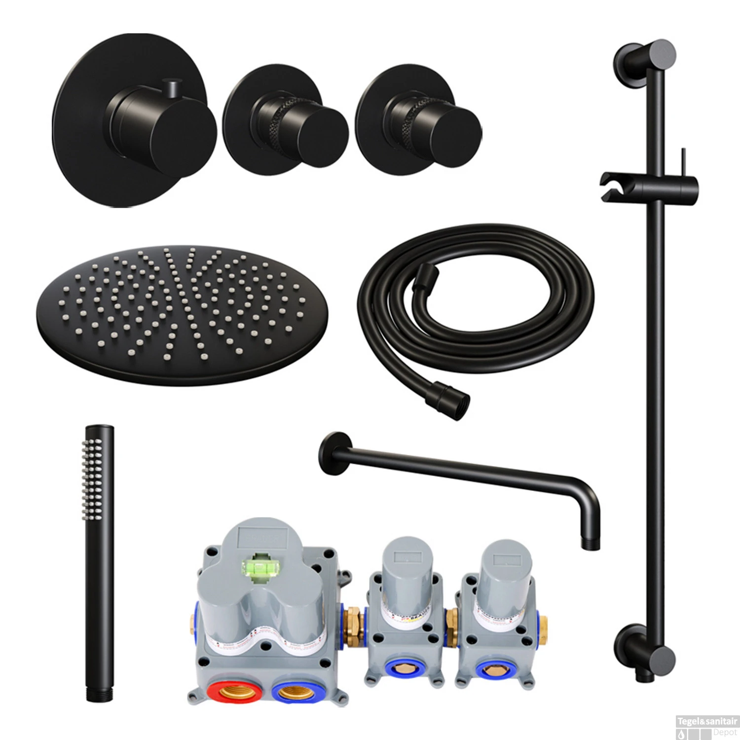 Inbouw Regendouche Set Brauer Black Edition Gebogen Wanduitloop Ronde Hoofddouche 30 Cm Met Twee Stopkranen En Glijstang Mat Zwart 2 Inbouw Regendouche Set Brauer Black Edition Gebogen Wanduitloop Ronde Hoofddouche 30 Cm Met Twee Stopkranen En Glijstang Mat Zwart - Afbeelding 2