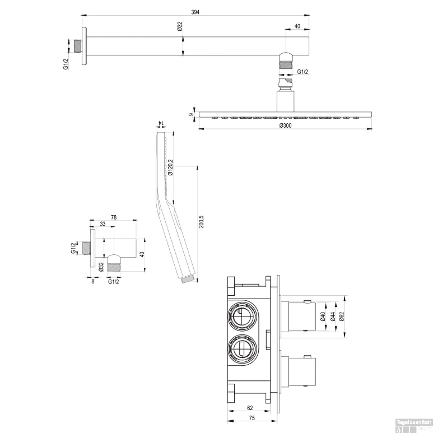 Inbouw Regendouche Set Brauer Black Edition Wanduitloop Ronde Hoofddouche 30 Cm Met Handdouche 3 Standen Mat Zwart - Afbeelding 10