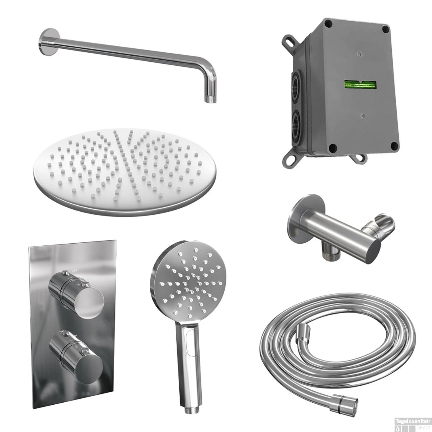 Inbouw Regendouche Set Brauer Chrome Edition Gebogen Wanduitloop Ronde Hoofddouche 30 Cm Met Handdouche 3 Standen - Afbeelding 2