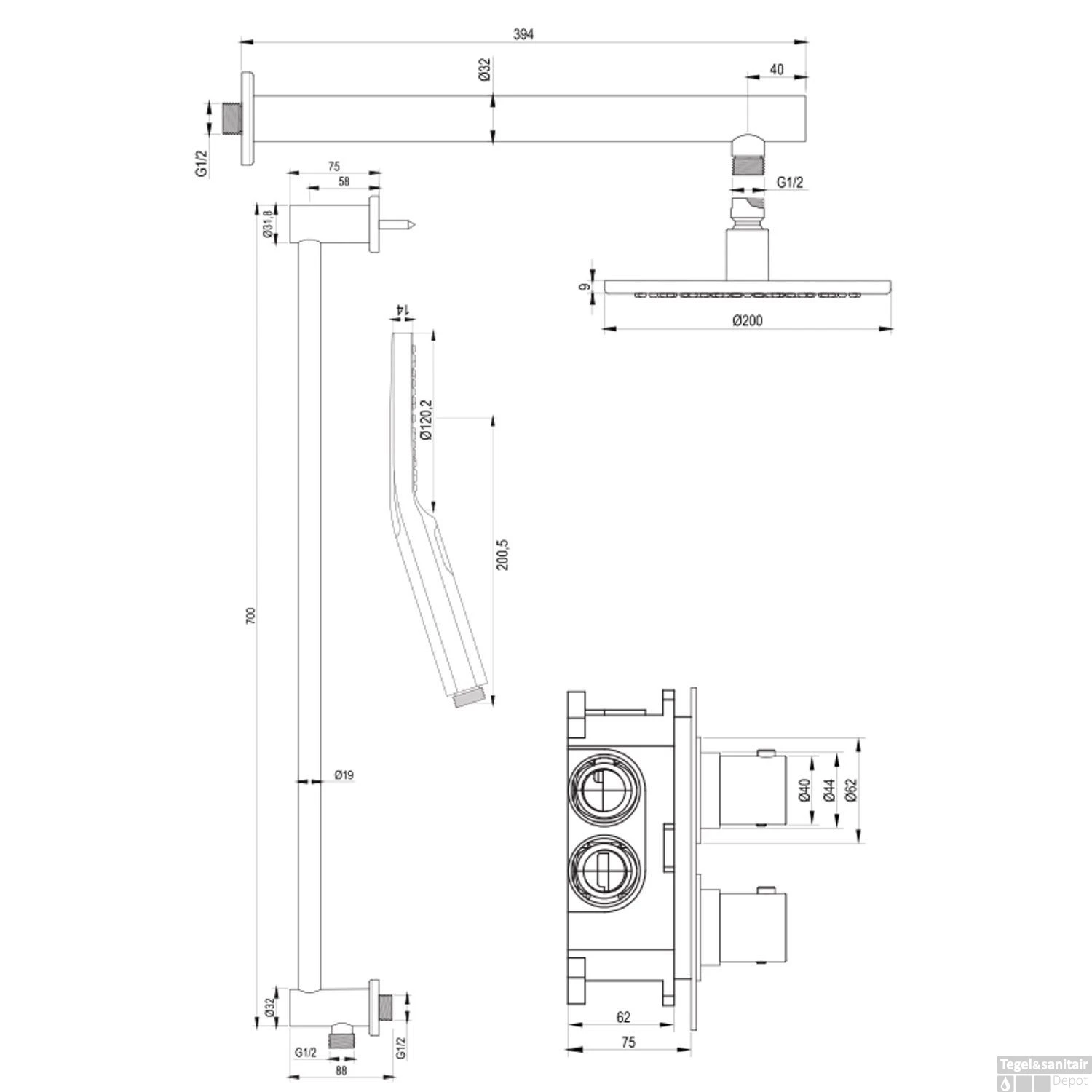 Inbouw Regendouche Set Brauer Chrome Edition Wanduitloop Ronde Hoofddouche 20 Cm Met Glijstang En Handdouche 3 Standen 10 Inbouw Regendouche Set Brauer Chrome Edition Wanduitloop Ronde Hoofddouche 20 Cm Met Glijstang En Handdouche 3 Standen - Afbeelding 10