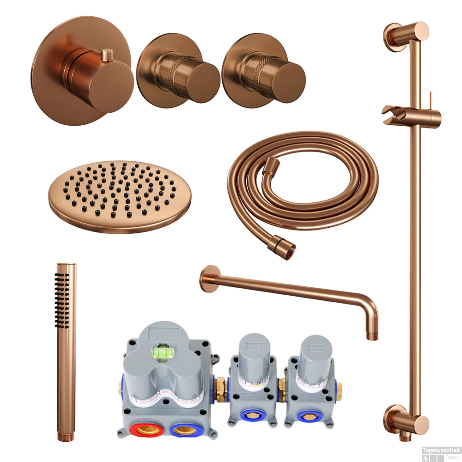 Inbouw Regendouche Set Brauer Copper Edition Gebogen Wanduitloop Ronde Hoofddouche 20 Cm Met Twee Stopkranen En Glijstang Koper 2 Inbouw Regendouche Set Brauer Copper Edition Gebogen Wanduitloop Ronde Hoofddouche 20 Cm Met Twee Stopkranen En Glijstang Koper - Afbeelding 2