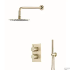 Inbouw Regendouche Set Boss & Wessing Gold Wanduitloop En 20 Cm Hoofddouche Mat Goud