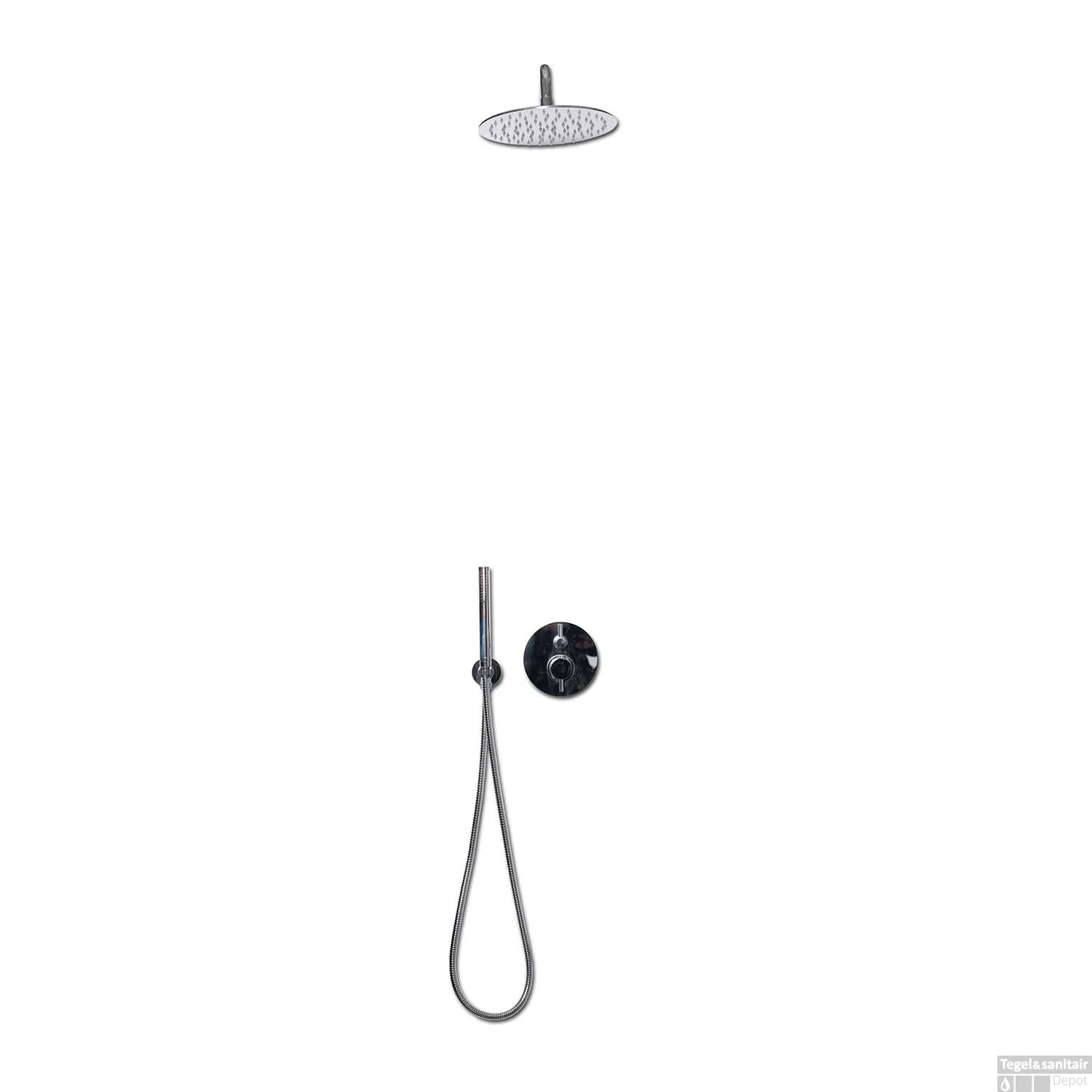 Inbouw Regendoucheset Luca Sanitair Bongio Thermostatisch Ronde Hoofddouche Chroom