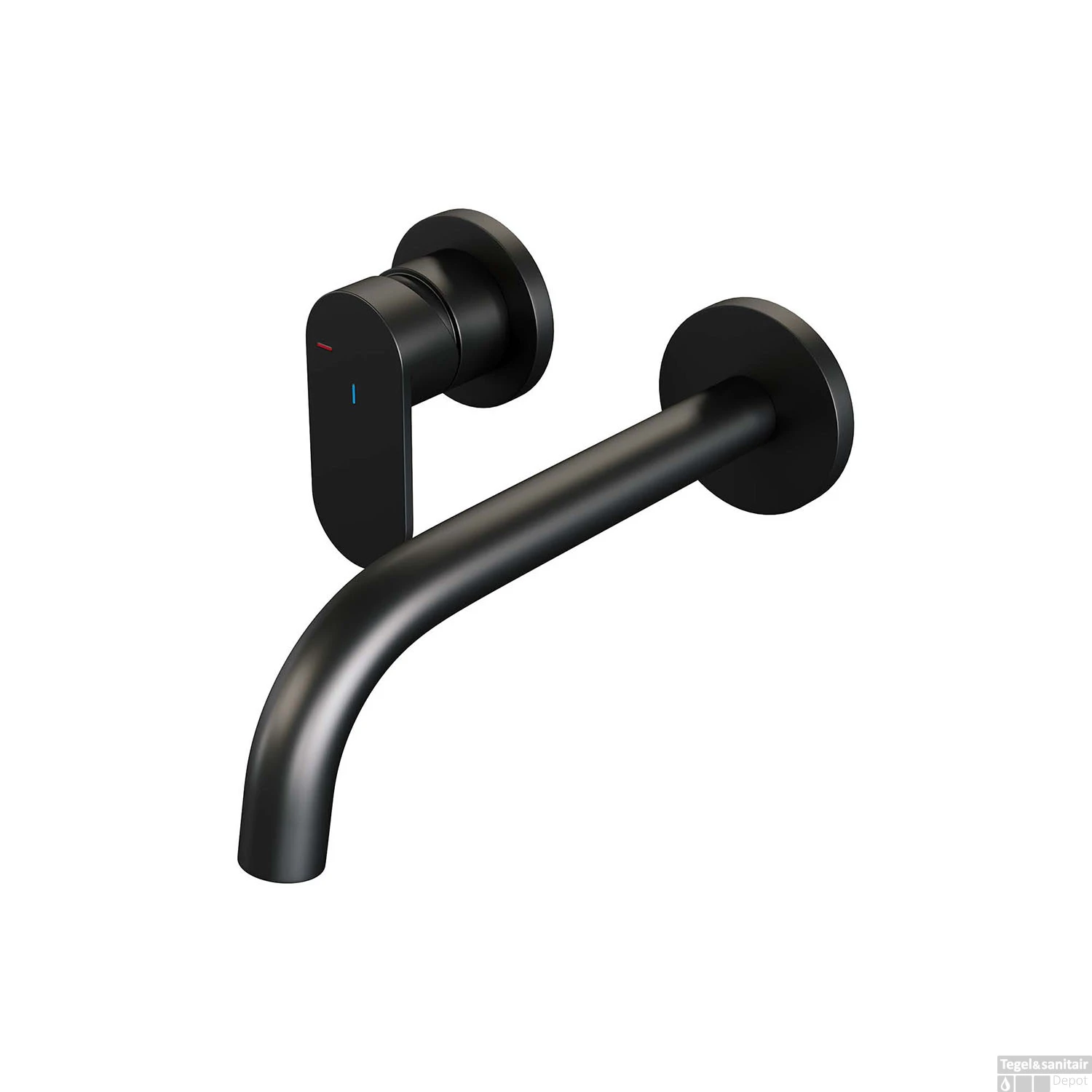 Inbouw Wastafelmengkraan Brauer Black Edition Coldstart Gebogen Uitloop Platte Hendel Links Mat Zwart Met Rozetten