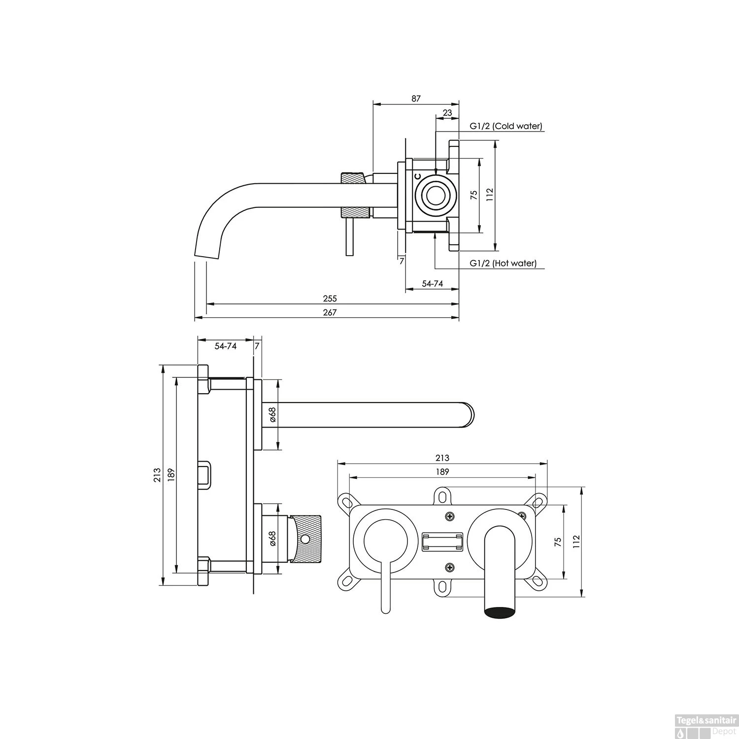 Inbouw Wastafelmengkraan Brauer Brushed Carving Coldstart Gebogen Uitloop Ronde Hendel Links Geborsteld RVS PVD Met Rozetten - Afbeelding 4