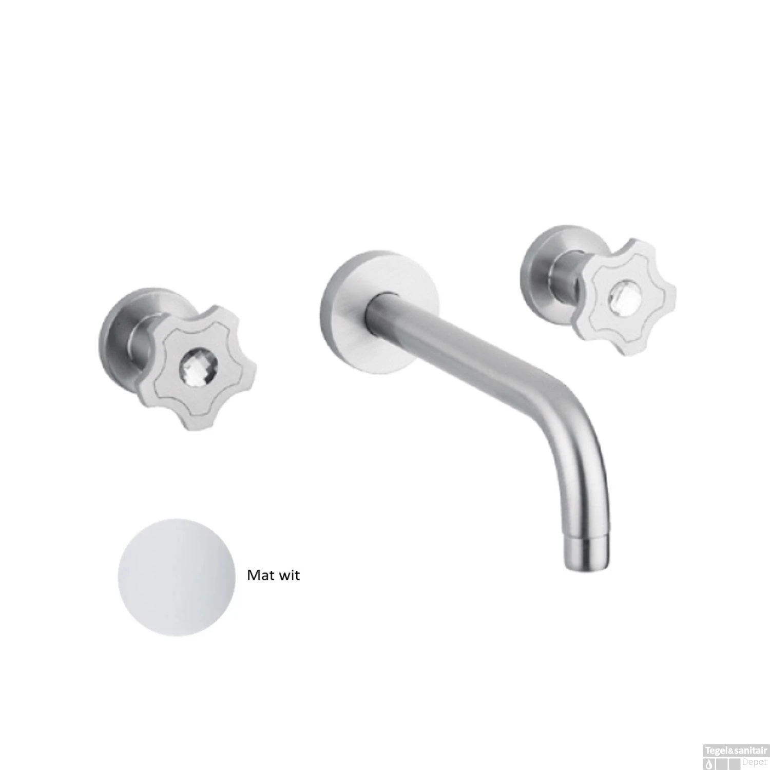 Inbouw Wastafelmengkraan Sanimex Giulini Tweeknops 20cm Inclusief G-Link Inbouwdeel Mat Wit