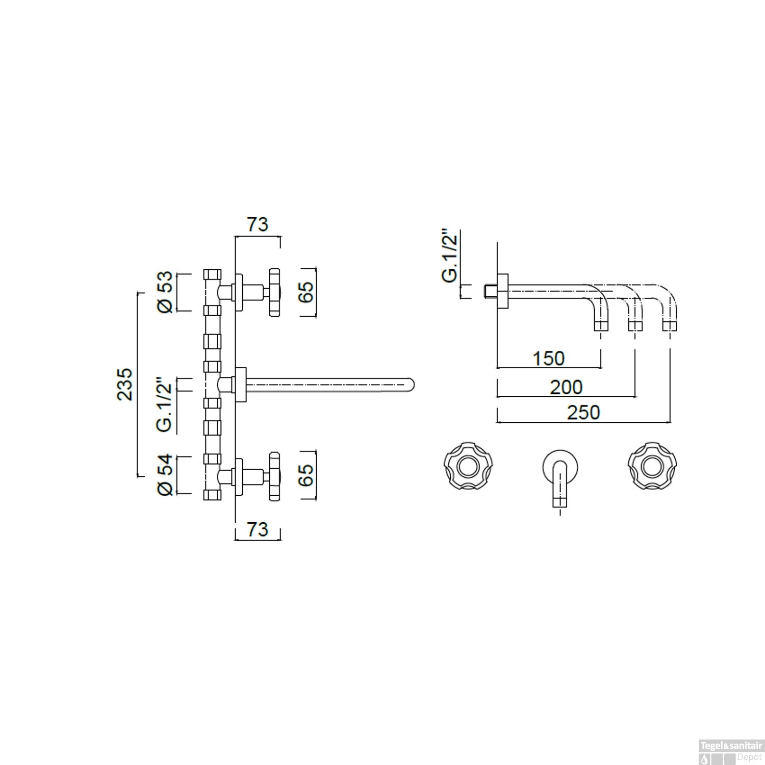 Inbouw Wastafelmengkraan Sanimex Giulini Tweeknops 20cm Inclusief G-Link Inbouwdeel Chroom 2 Inbouw Wastafelmengkraan Sanimex Giulini Tweeknops 20cm Inclusief G-Link Inbouwdeel Chroom - Afbeelding 2