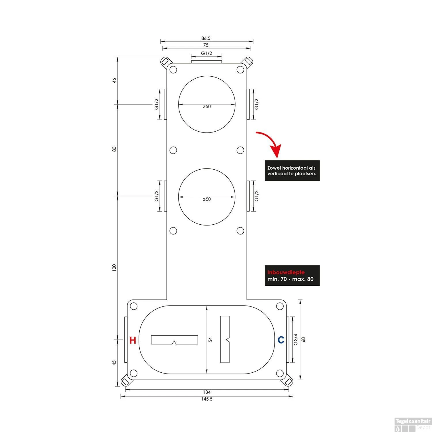 Inbouwthermostaat Brauer Chrome Edition En 2 Stopkranen Met In- En Afbouwdelen Chroom - Afbeelding 4