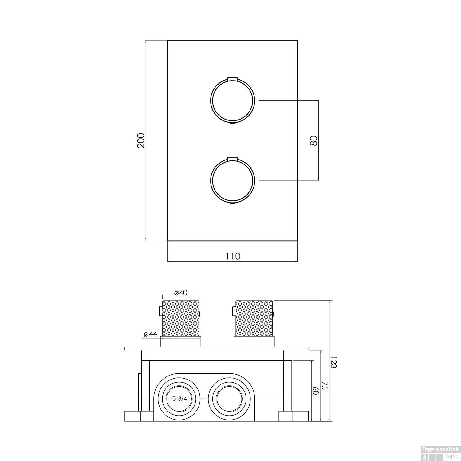 Inbouwthermostaat Compleet Brauer Gold Carving 3-weg Geborsteld Goud 4 Inbouwthermostaat Compleet Brauer Gold Carving 3-weg Geborsteld Goud - Afbeelding 4