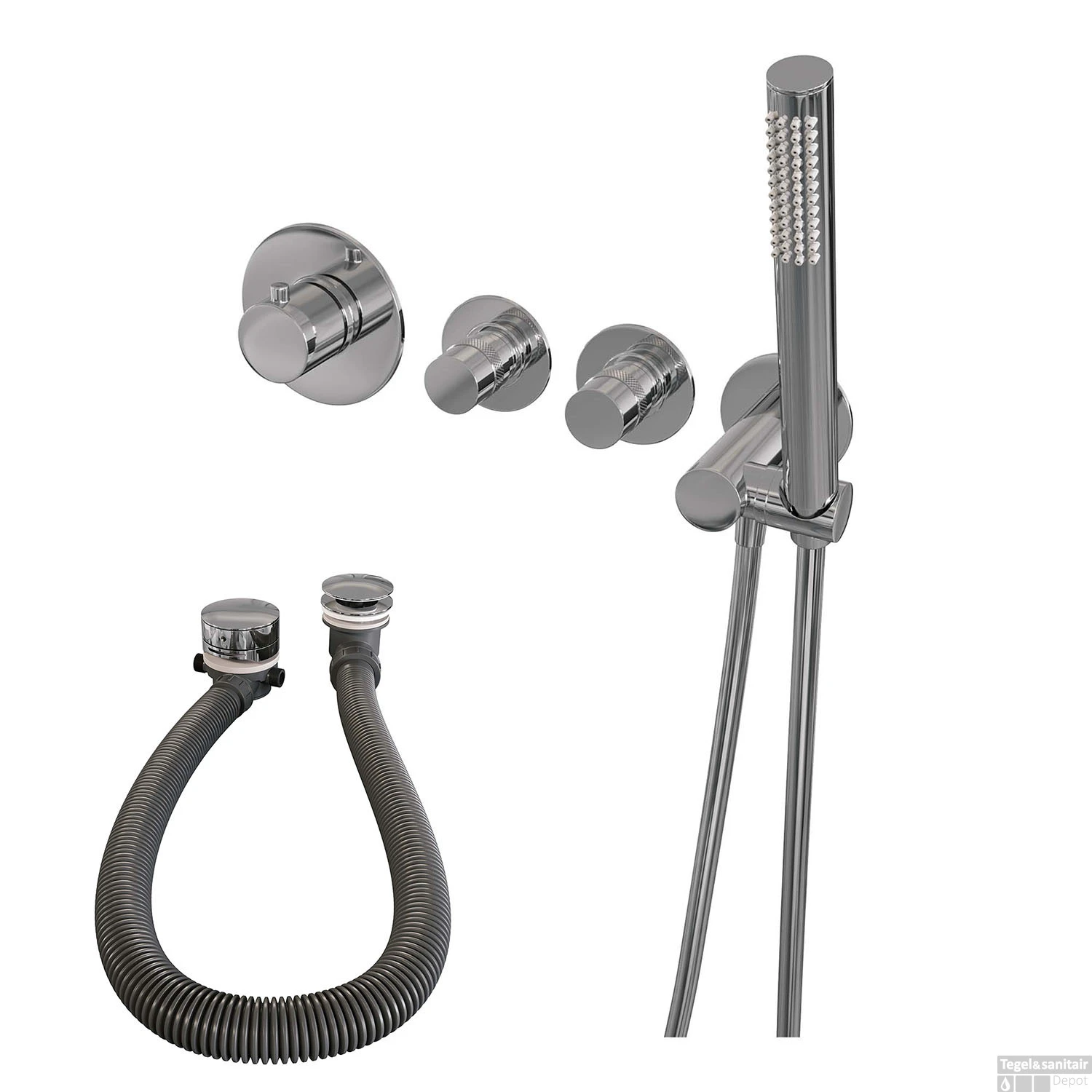 Inbouwthermostaatset Brauer Chrome Incl Staafhanddouche En Badafvoer Chroom 2 Inbouwthermostaatset Brauer Chrome Incl Staafhanddouche En Badafvoer Chroom - Afbeelding 2