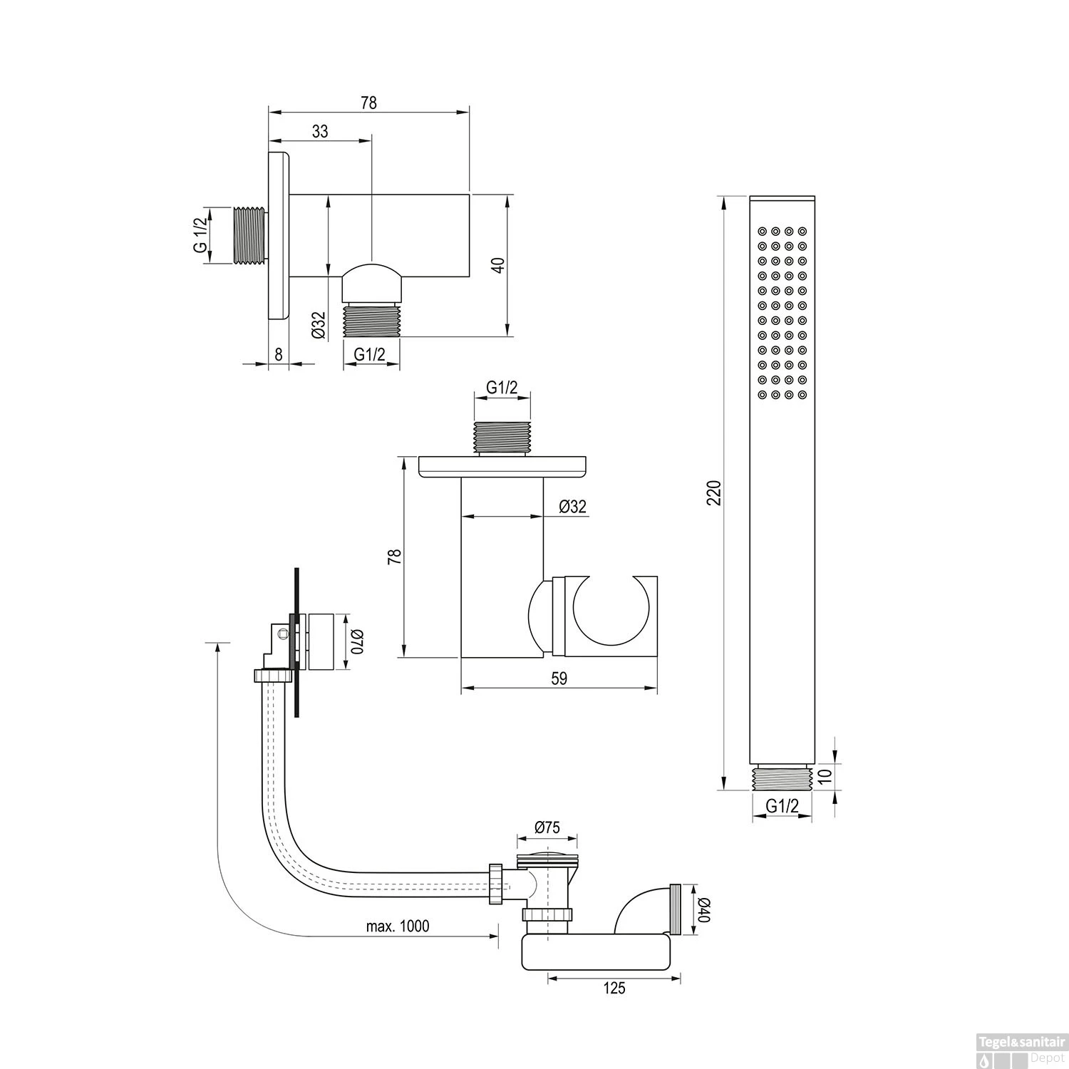 Inbouwthermostaatset Brauer Chrome Incl Staafhanddouche En Badafvoer Chroom 9 Inbouwthermostaatset Brauer Chrome Incl Staafhanddouche En Badafvoer Chroom - Afbeelding 9