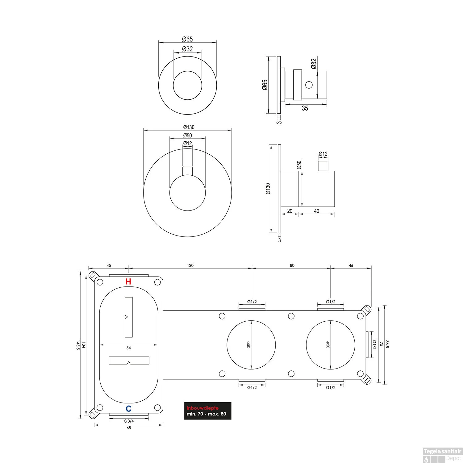 Inbouwthermostaatset Brauer Chrome Incl Staafhanddouche En Badafvoer Chroom 10 Inbouwthermostaatset Brauer Chrome Incl Staafhanddouche En Badafvoer Chroom - Afbeelding 10