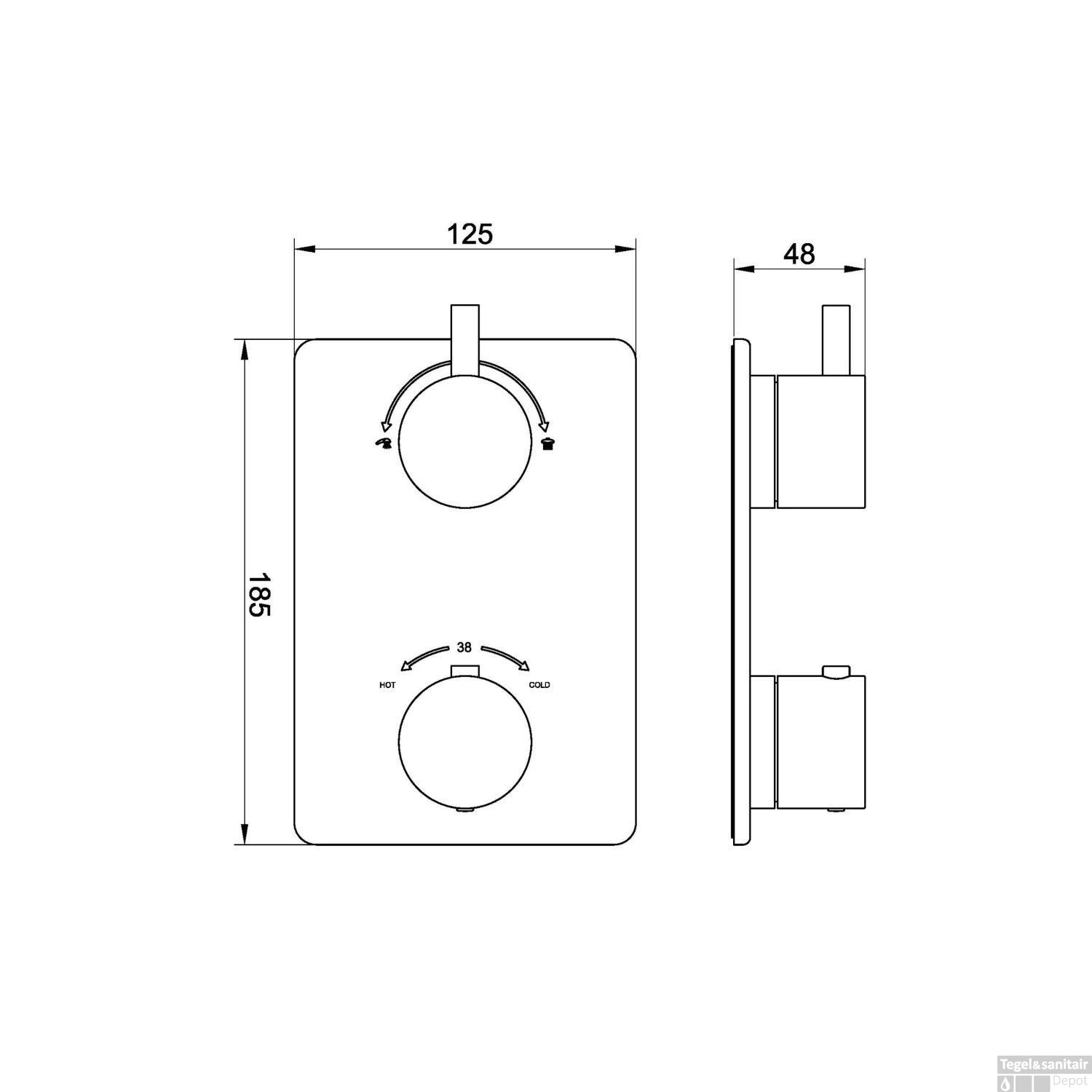Inbouwthermostaatset Wiesbaden Caral Rond 30cm Plafonduitloop Geborsteld Messing Goud PVD Coating 3 Inbouwthermostaatset Wiesbaden Caral Rond 30cm Plafonduitloop Geborsteld Messing Goud PVD Coating - Afbeelding 3