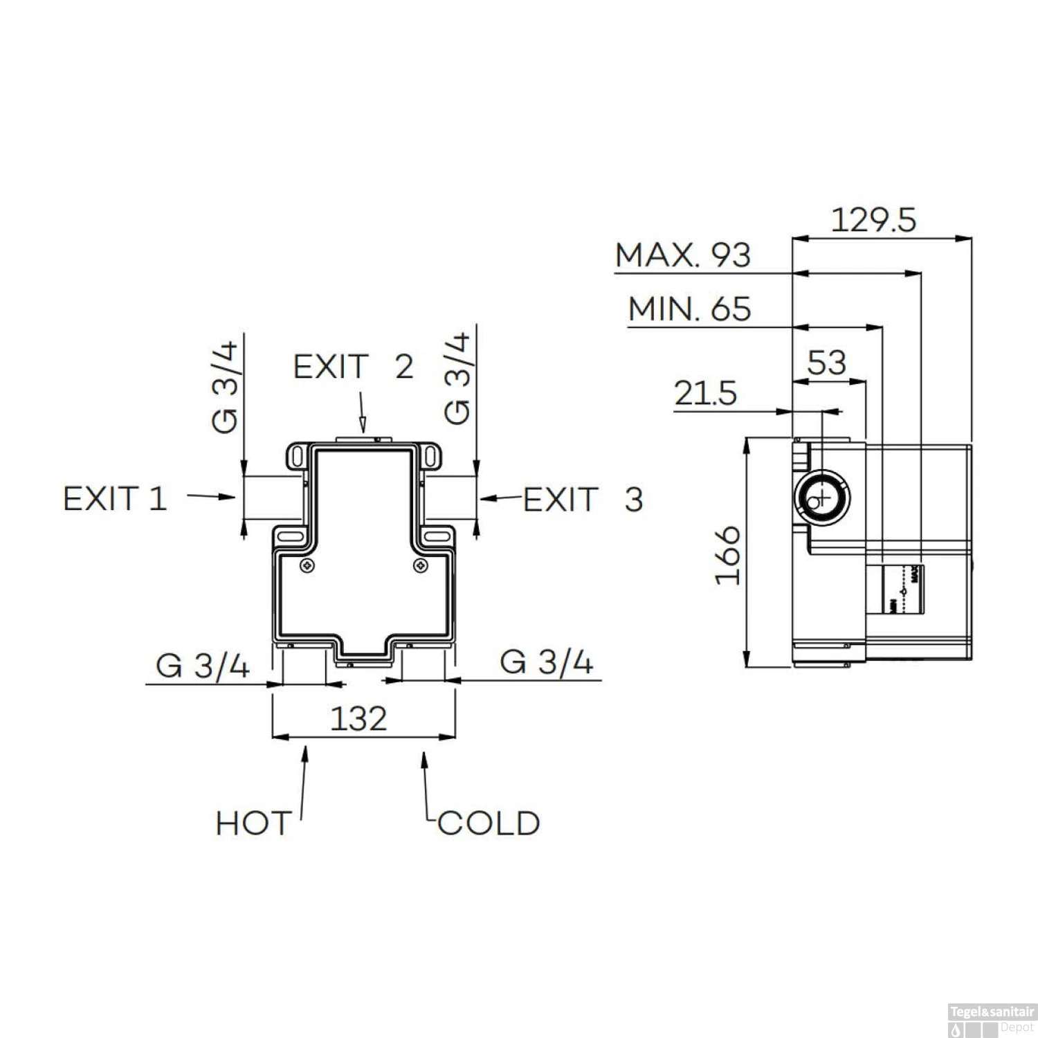 Inbouwdeel Lagoo Garda Voor Thermostaat Met 3-weg Omstel (G2239) 2 Inbouwdeel Lagoo Garda Voor Thermostaat Met 3-weg Omstel (G2239) - Afbeelding 2