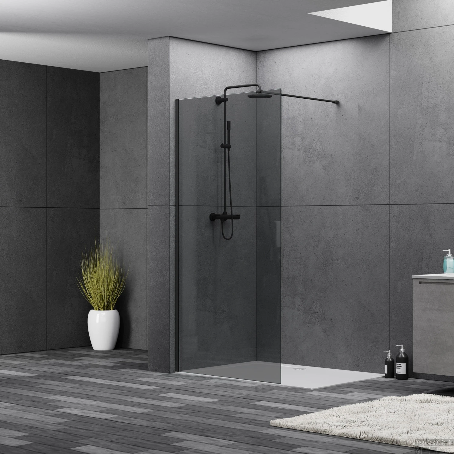 Inloopdouche Allibert Colors 137-140x200 Cm Zwart