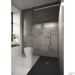 Inloopdouche Bellezza Bagno StabiLight 100x195cm 8 Mm Helder Glas Antikalk Inclusief Stabilisatiestang Met Verlichting Mat Zwart