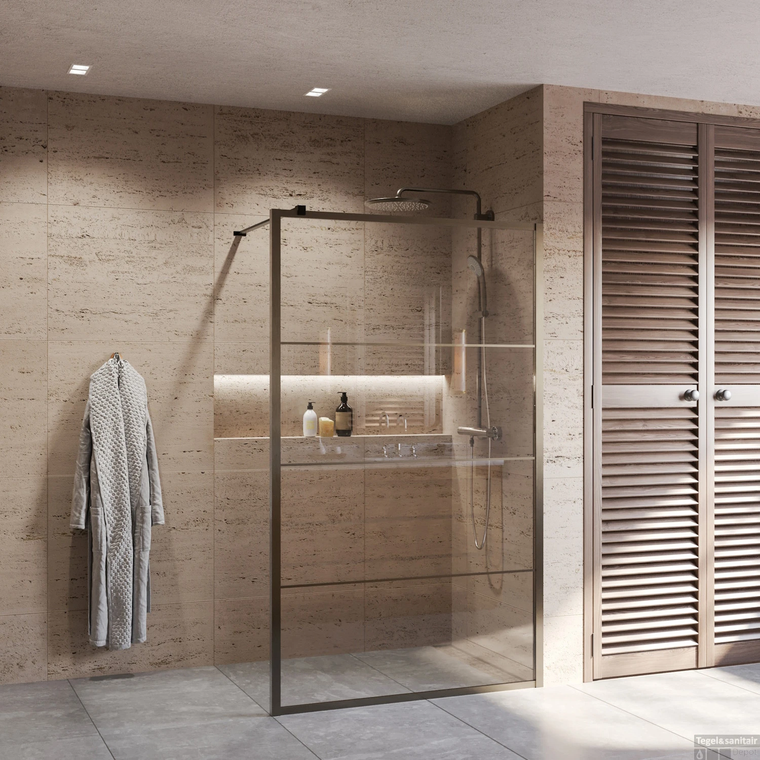 BWS Inloopdouche Frame Gunmetal 120x200 | Nano Anti-Kalk | Raster Inloopdouche 1 BWS Inloopdouche Frame Gunmetal 120x200 | Nano Anti-Kalk | Raster Inloopdouche