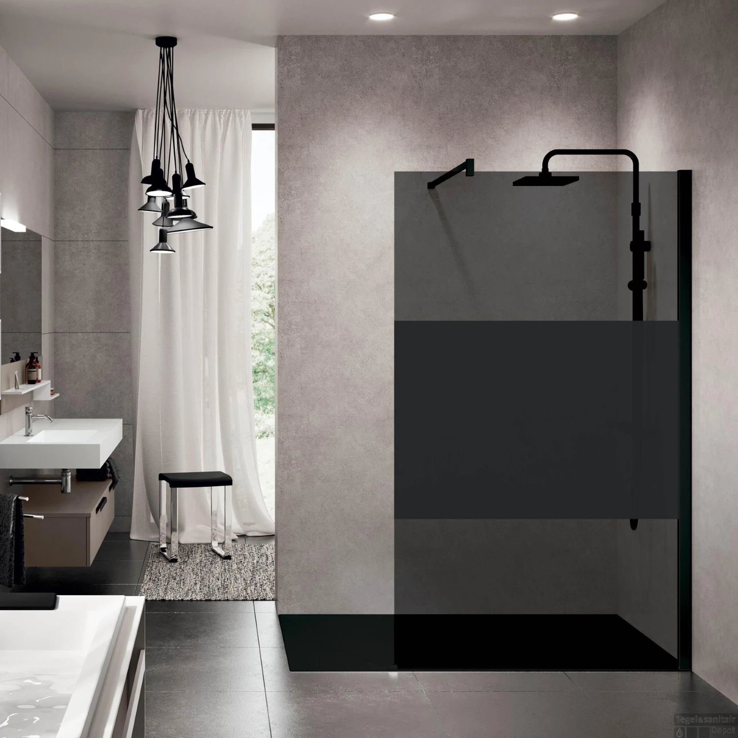 Inloopdouche Novellini Kuadra Met Donkere Middenband 90x200 Cm Mat Zwart Profiel 1 Inloopdouche Novellini Kuadra Met Donkere Middenband 90x200 Cm Mat Zwart Profiel