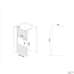 BWS Inloopdouche Pro Line Rookglas Met Middenband 100x200 8mm Nano Coating Geborsteld Messing Goud Profiel En Stang -Baden Luxe Verkoop inloopdouche proline 100x200 8mm nano coating tech 10