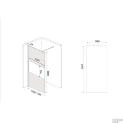 BWS Inloopdouche Pro Line Rookglas Met Middenband 110x200 8mm Nano Coating Chroom Profiel En Stang -Baden Luxe Verkoop inloopdouche proline 110x200 8mm nano coating tech 15