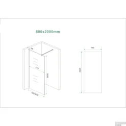 BWS Inloopdouche Pro Line Helder Glas 80x200 Geborsteld Messing Koper Profiel En Stang -Baden Luxe Verkoop inloopdouche proline 80x200 8mm nano coating tech 1