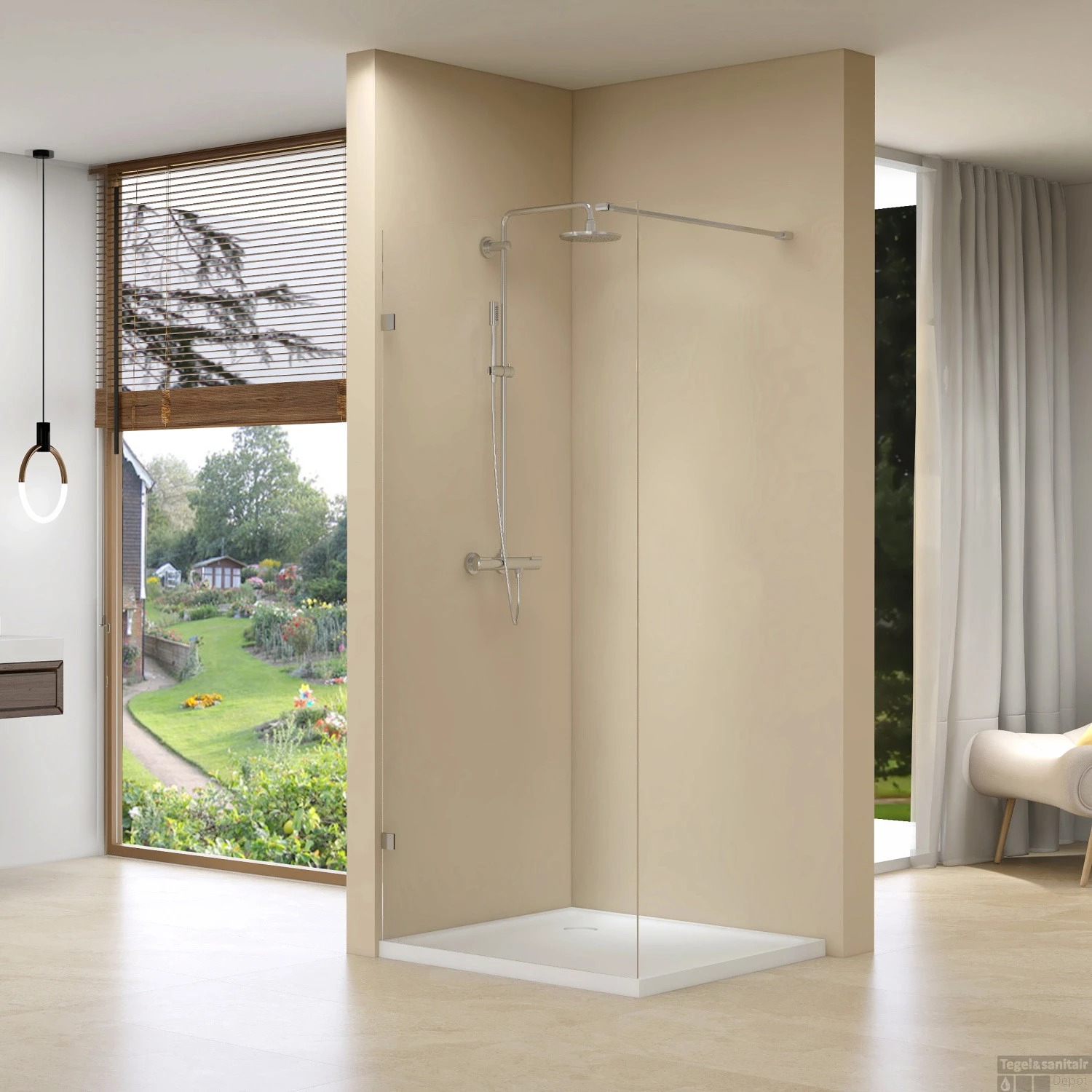 Inloopdouche Van Rijn ST01 Met Scharnieren 30x200 Cm Helder Glas 8 Mm Chroom