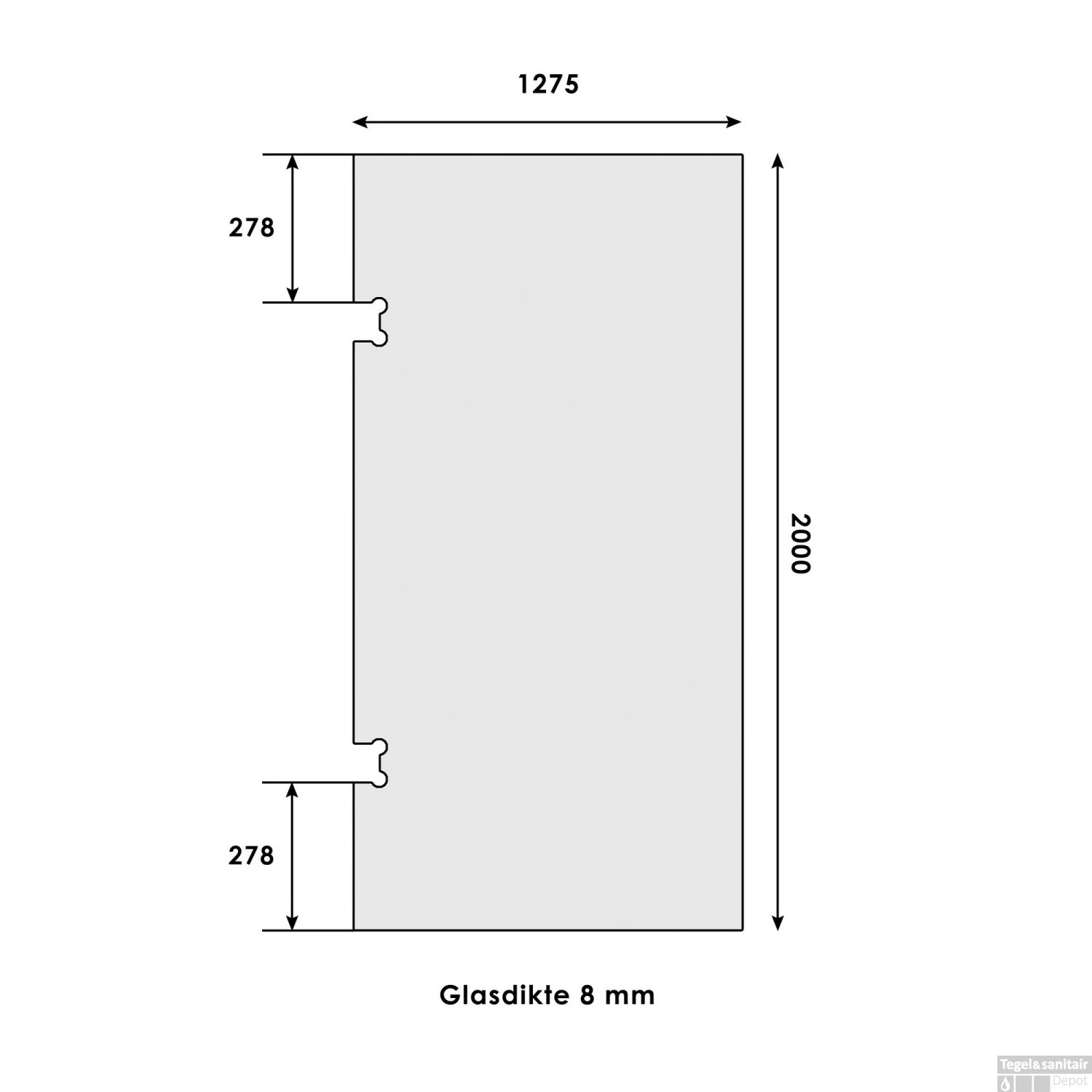 Inloopwand Profielloos Just Creating W1 130 Cm Zonder Beslag Omkeerbaar Helder Glas - Afbeelding 3
