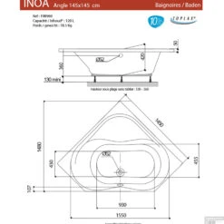 Hoekbad Allibert Inoa 145x145 Cm 5 Hoekbad Allibert Inoa 145x145 Cm -Baden Luxe Verkoop inoa ligbad tech
