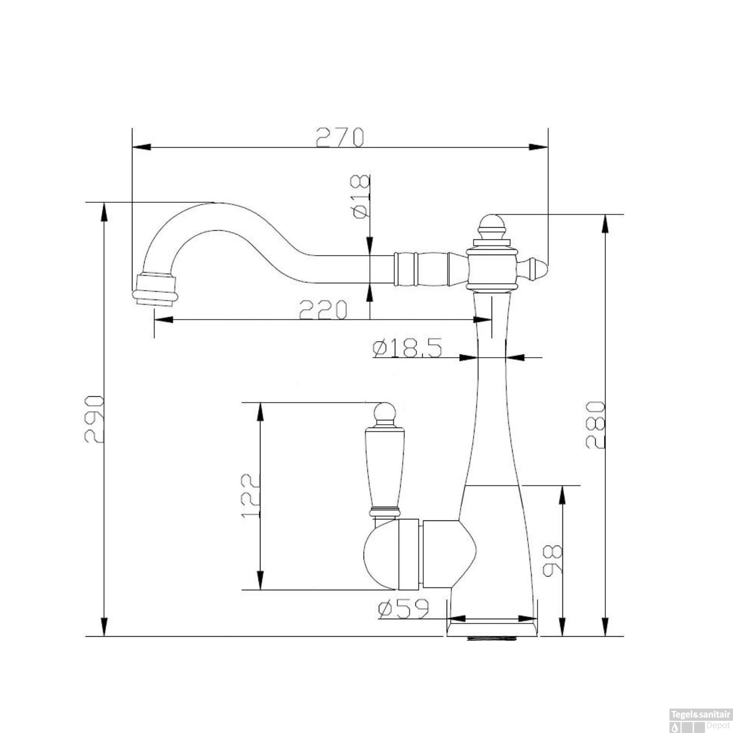 Keukenmengkraan Sapho Kayra 1-hendel 29 Cm Brons 2 Keukenmengkraan Sapho Kayra 1-hendel 29 Cm Brons - Afbeelding 2