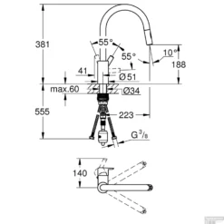 Keukenkraan Grohe Feel 1-Gats Met Hoge Uitloop Met Uittrekbare DualSpray Supersteel -Baden Luxe Verkoop keukenkraan grohe feel 1 gats met hoge uitloop met uittrekbare dualspray tec