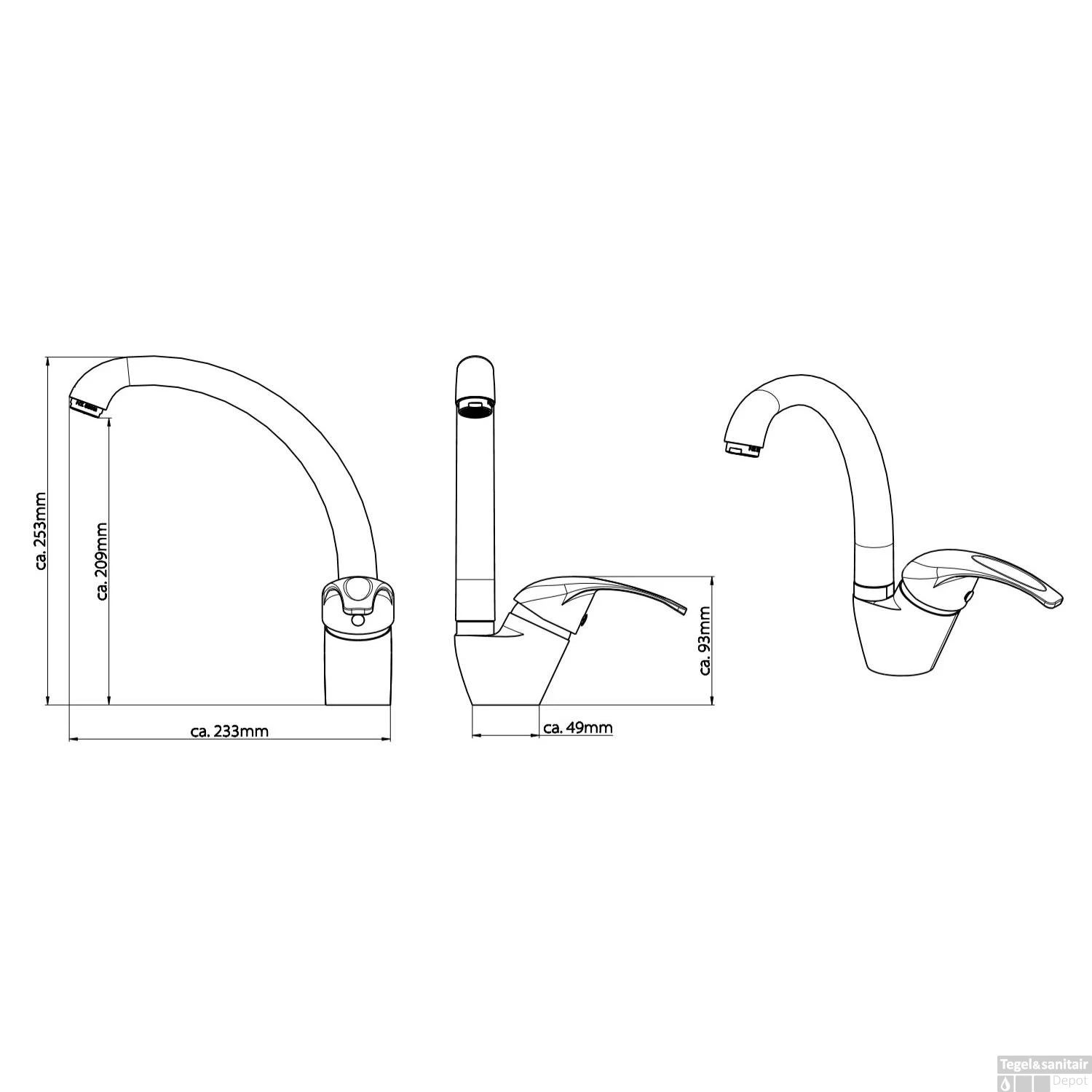 Keukenmengkraan Schutte Diziani Chroom 2 Keukenmengkraan Schutte Diziani Chroom - Afbeelding 2