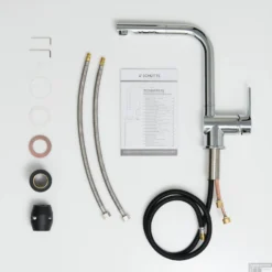 Keukenmengkraan Schutte London Hoge Draaibare En Uittrekbare Uitloop Chroom -Baden Luxe Verkoop keukenmengkraan schutte london hoge draaibare en uittrekbare uitloop chroom sfeer6