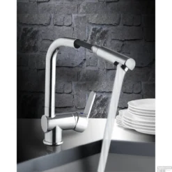 Keukenmengkraan Schutte London Hoge Draaibare Uitloop Met Uittrekbare Sproeier Lage Druk Chroom -Baden Luxe Verkoop keukenmengkraan schutte london hoge draaibare uitloop met uittrekbare sproeier lage druk chroom sfeer2