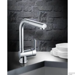 Keukenmengkraan Schutte London Hoge Draaibare Uitloop Met Uittrekbare Sproeier Lage Druk Chroom -Baden Luxe Verkoop keukenmengkraan schutte london hoge draaibare uitloop met uittrekbare sproeier lage druk chroom sfeer3