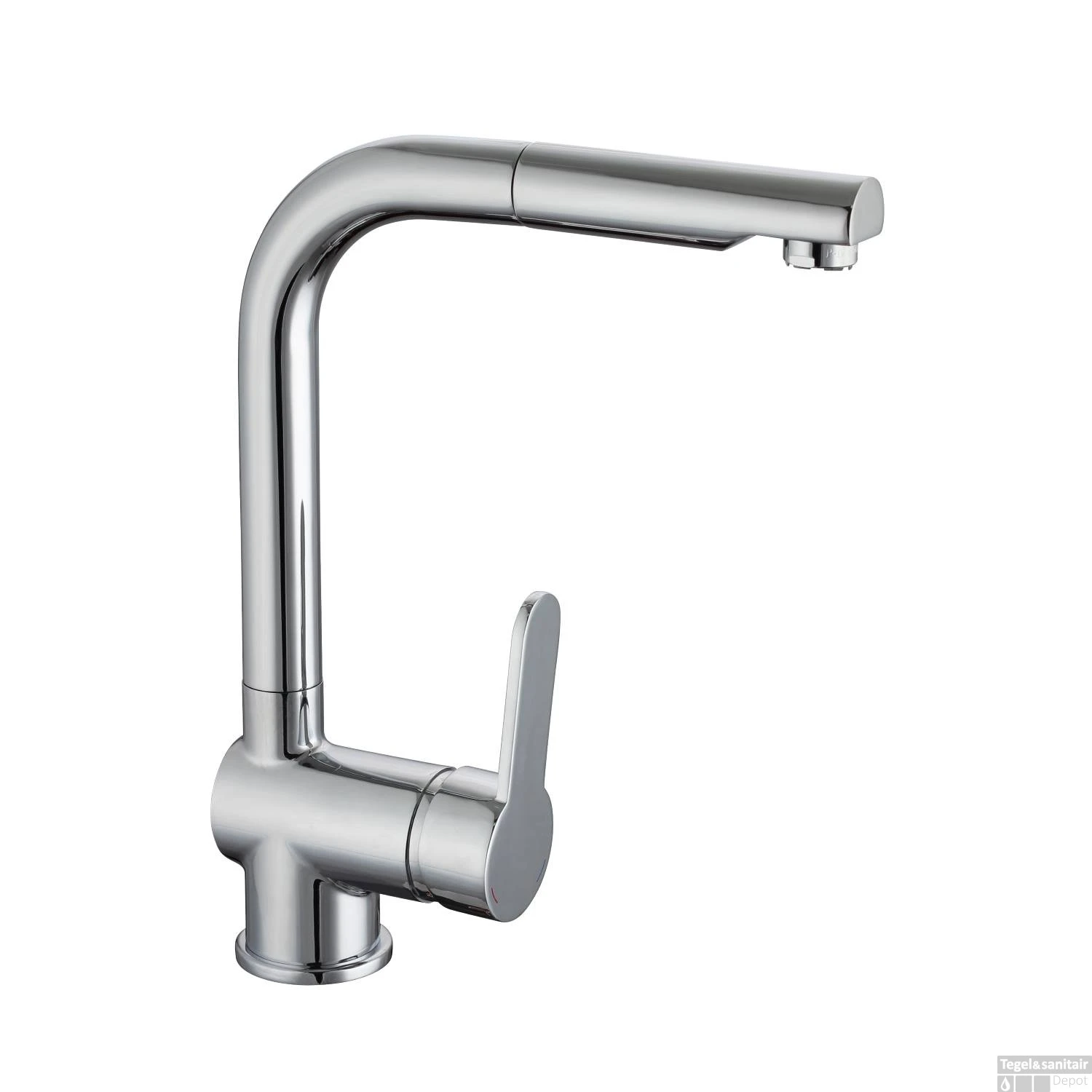 Keukenmengkraan Schutte London Hoge Draaibare Uitloop Met Uittrekbare Sproeier Lage Druk Chroom